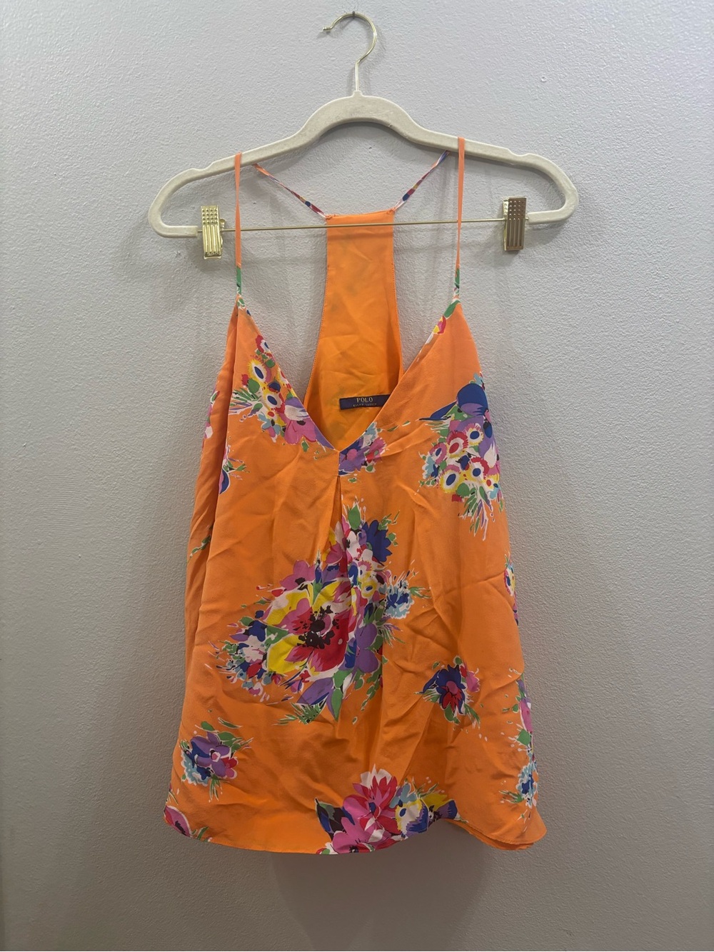 Polo by Ralph Lauren Orange Floral Spaghetti-Strap Cami